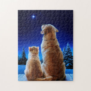 Cat and Dog Christmas Miracle Puzzle