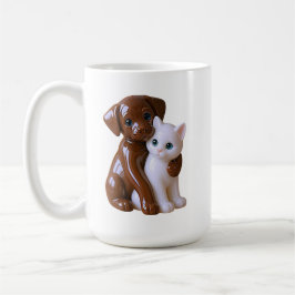 Cat and dog  figurine-style kaffeetasse