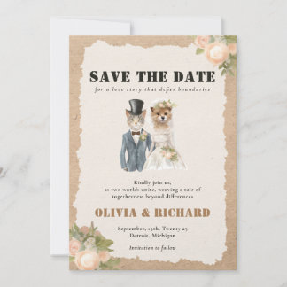 Cat and Dog Wedding Save the Date Einladung