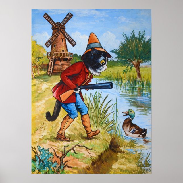 Cat and Duck, Louis Wain Poster (Vorne)