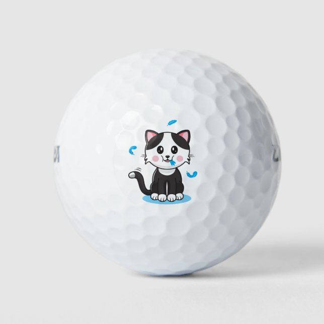 Cat and Feathers Golf Balls Golfball (Vorderseite)
