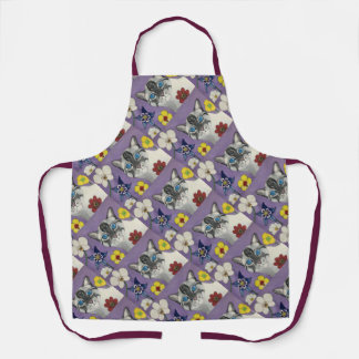 Cat and flowers All-Over Print Apron, Medium Schürze