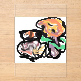 Cat and flowers  fun acryleinladungen