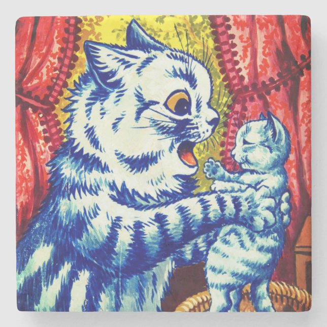 Cat and Her Kittens Steinuntersetzer (Vorderseite)