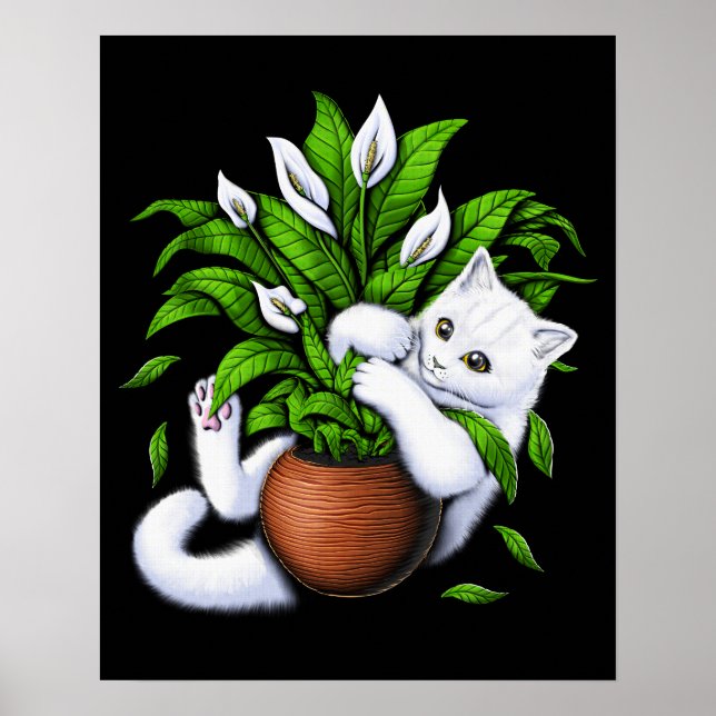 Cat and House Pflanze Poster (Vorne)