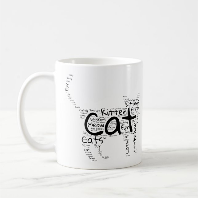 Cat and Kitten Word Cloud - Einzigartiges Design Kaffeetasse (Links)