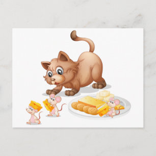 Cat and mice postkarte