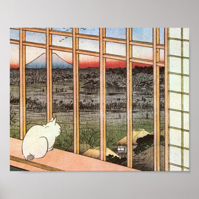 Cat and Mount Fuji, Hiroshige Poster (Vorne)