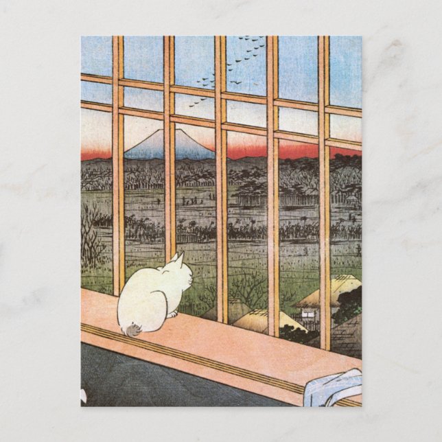 Cat and Mount Fuji, Hiroshige Postkarte (Vorderseite)