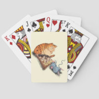 Cat and Mouse Playing Cards Cartoon