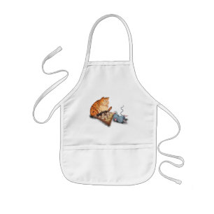 Cat and Mouse Playing Chess Cartoon Drawing Funny  Kinderschürze