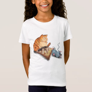 Cat and Mouse Playing Schach Cartoon Witziger T -  T-Shirt