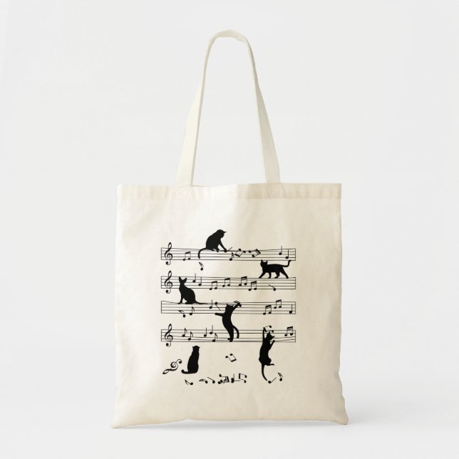 Cat and Music Lover Gift, Cat Playing Music Tragetasche (Vorne)