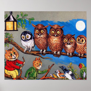 Cat and Owl, Louis Wain Poster