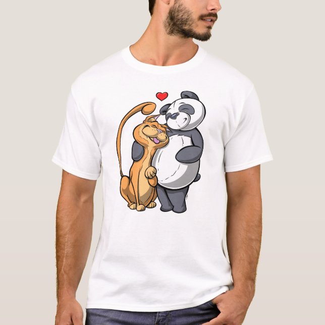 Cat and Panda Liebe T - Shirt (Vorderseite)