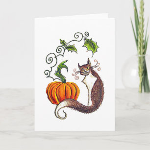 Cat and Pumpkin Grußkarte Karte