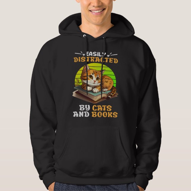 Cat  and Reading Cat Fans Books booknerd Book Hoodie (Vorderseite)