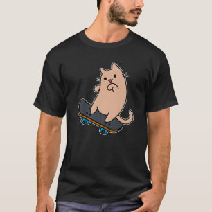 Cat and Skateboard Skateboard Funny Cartoon Kit T-Shirt