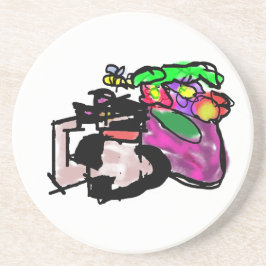 Cat and spring flowers getränkeuntersetzer