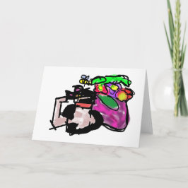 Cat and spring flowers karte