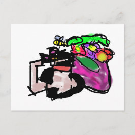 Cat and spring flowers postkarte