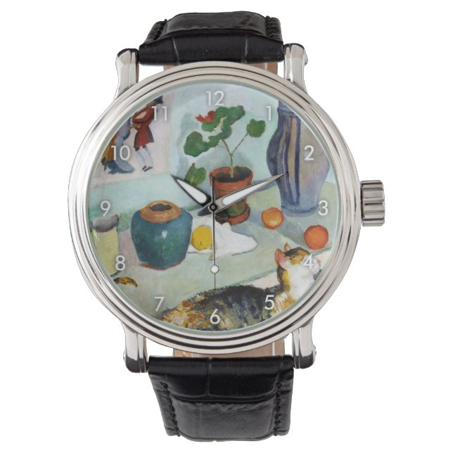 Cat and Still Life, August Macke Armbanduhr (Vorderseite)