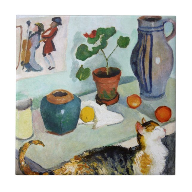 Cat and Still Life, August Macke Fliese (Vorderseite)