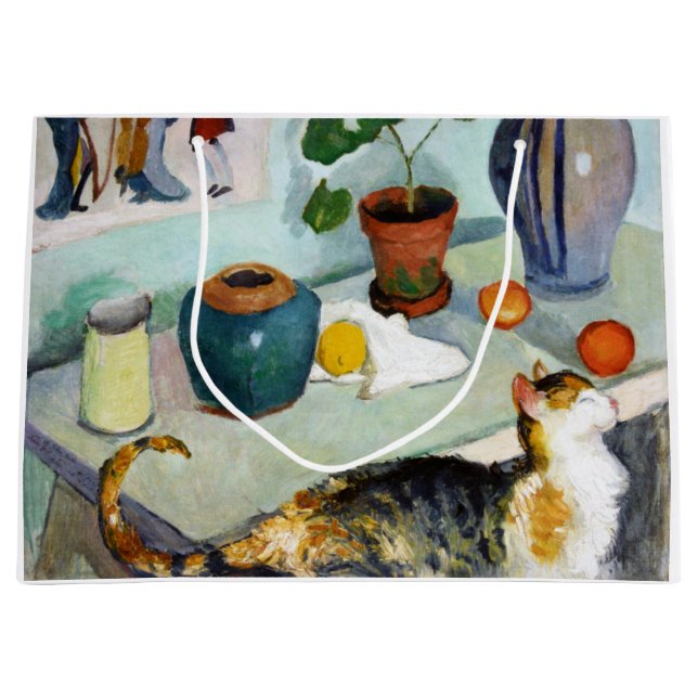 Cat and Still Life, August Macke Große Geschenktüte (Vorderseite)