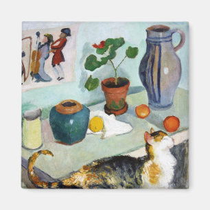 Cat and Still Life, August Macke Magnet