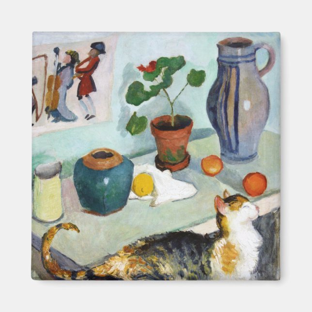 Cat and Still Life, August Macke Magnet (Vorne)