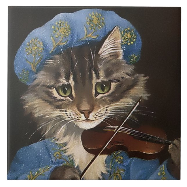 "Cat and the Fiddle" von GL Barnes Fliese (Vorderseite)