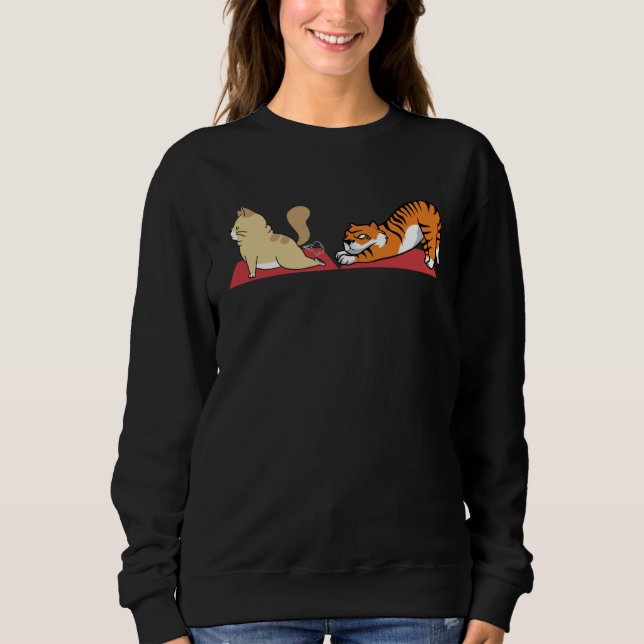 Cat and Tiger In Yoga Positions Feline Animals The Sweatshirt (Vorderseite)
