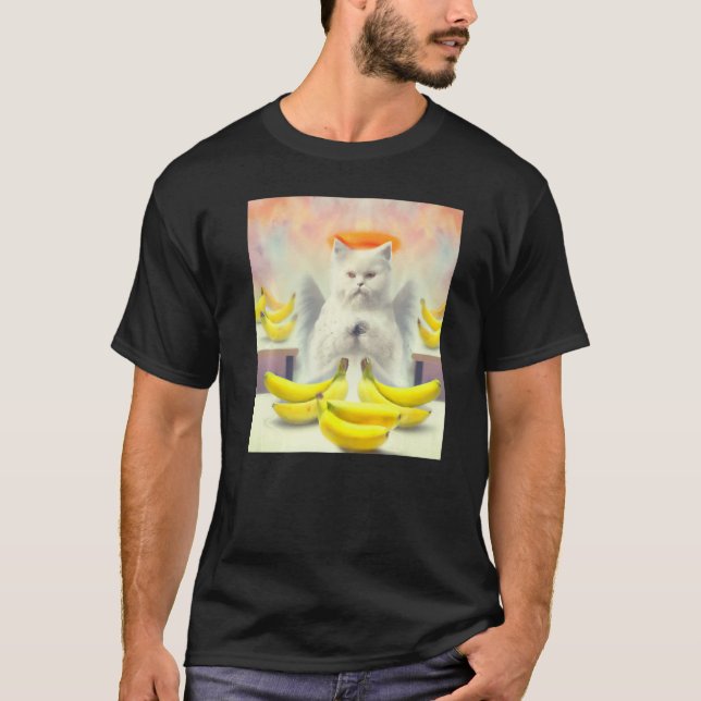 Cat angel artwork meow kitty portrait cute banana  T-Shirt (Vorderseite)