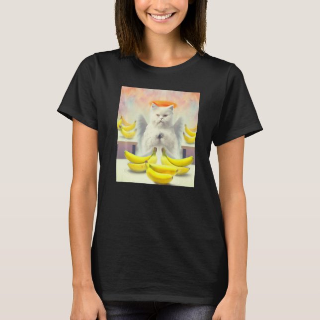 Cat angel artwork meow kitty portrait cute banana  T-Shirt (Vorderseite)