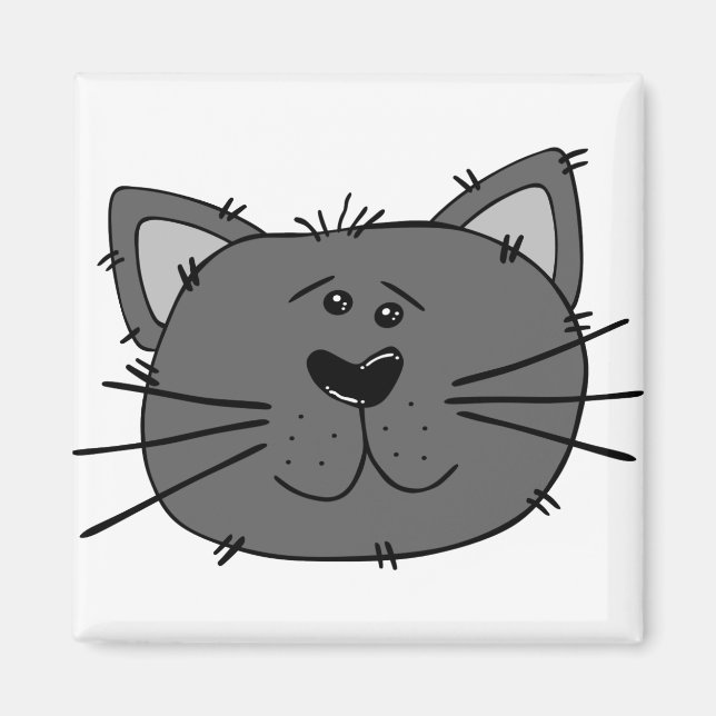Cat Angry Face Feline Carnivore Gray Cat Magnet (Vorne)
