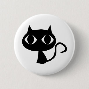 Cat Animal Eyes Feline Cartoon Comic Black Button