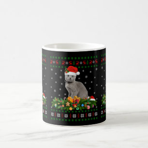 Cat Animal Lover Weihnachtsmannmütze Ugly Russian  Kaffeetasse