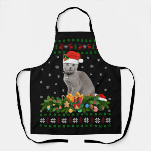 Cat Animal Lover Weihnachtsmannmütze Ugly Russian Schürze