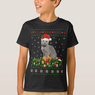 Cat Animal Lover Weihnachtsmannmütze Ugly Russian T-Shirt