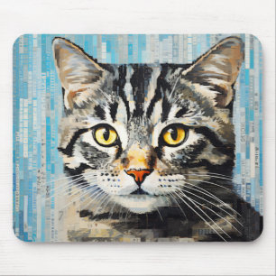 Cat Animal Pet Art Deco Paint Mosaic Mousepad