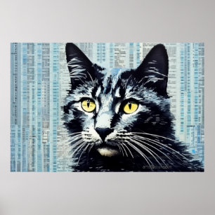 Cat Animal Pet Art Deco Paint Mosaic Poster