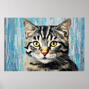 Cat Animal Pet Art Deco Paint Mosaic Poster