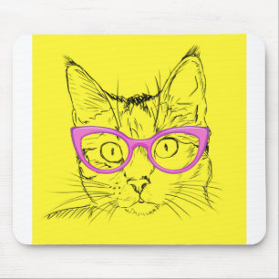 Cat Animal Pet Flowers Art Abstract Vintage Cute Mousepad