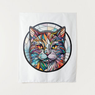 Cat Animal Portrait Gestaltete Glas Wildtiere Kuns Wandteppich