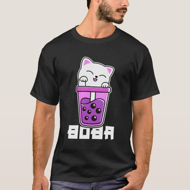 Cat Anime Bubble Tea Boba Neko Kawaii N T-Shirt (Vorderseite)