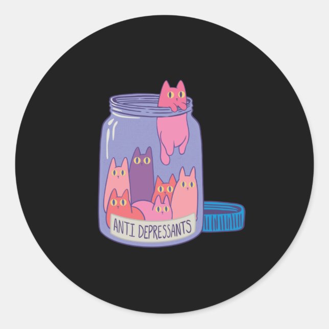 Cat-Antidepressiva Runder Aufkleber (Vorderseite)