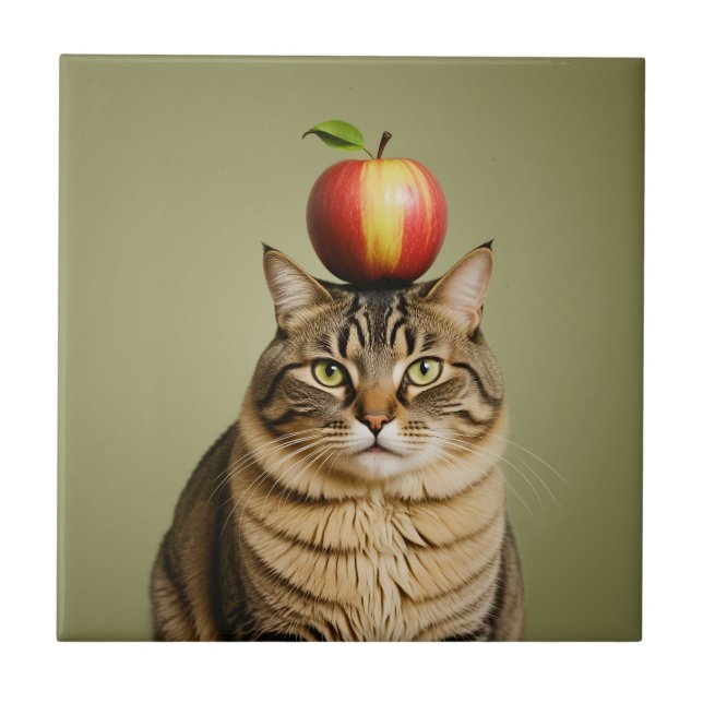 Cat Apple Fliese (Vorderseite)