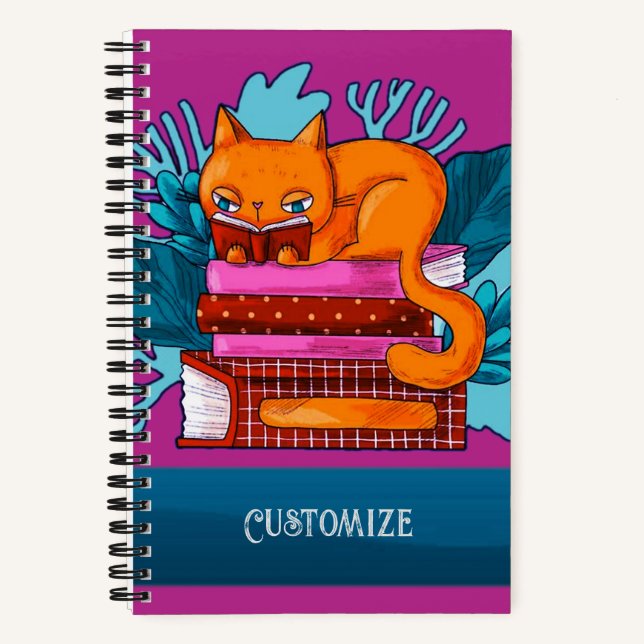Cat Approved Books Pink Custom Notebook Notizbuch (Vorderseite)