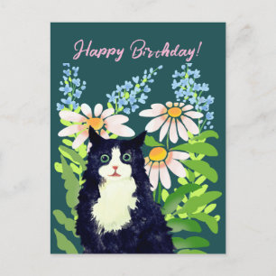 Cat Aquarell Glückwunsch Geburtstag Feiertagspostkarte