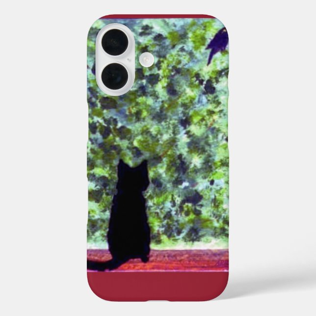 Cat Art Black Cat Bird Watching! Case-Mate iPhone Hülle (Rückseite)